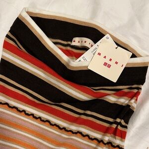 Marni X Uniqlo Brown and Orange Striped Pencil Skirt